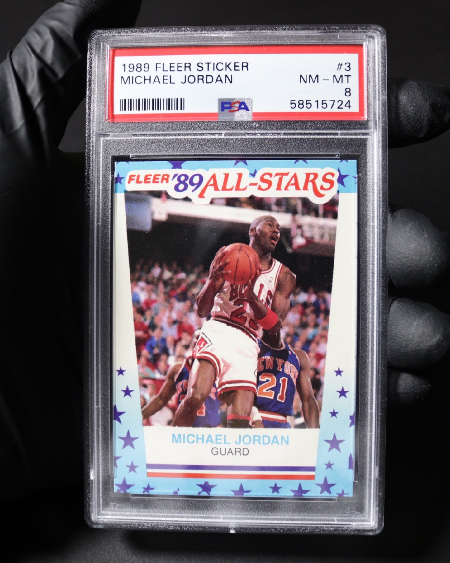 1989-90 Fleer Sticker Michael Jordan #3 PSA 8 (10)