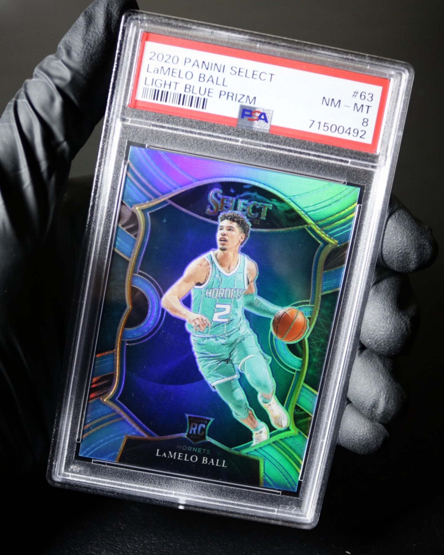 2020-21 Select Lamelo Ball Light Blue Prizm /299 Color Match PSA 8 (63)